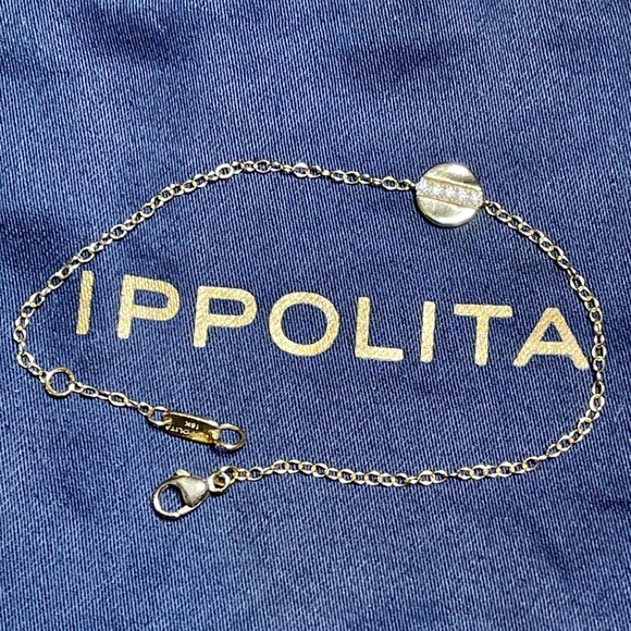 IPPOLITA 18K/750 Yellow Gold Senso™ Mini Disc Bracelet +5 quality Diamonds ITALY - Picture 5 of 14